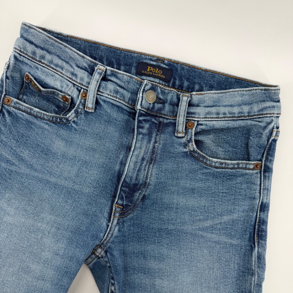 Polo Ralph‎ Lauren The Tompkins Mid Rise Skinny Jeans Blue Distressed Size 27